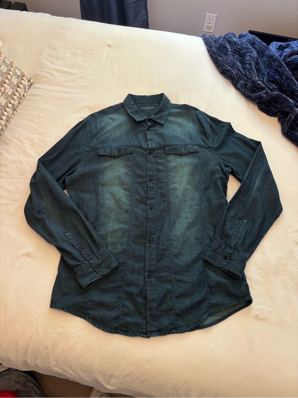Calvin Klein Men's Dark Denim Button-Down Shirt